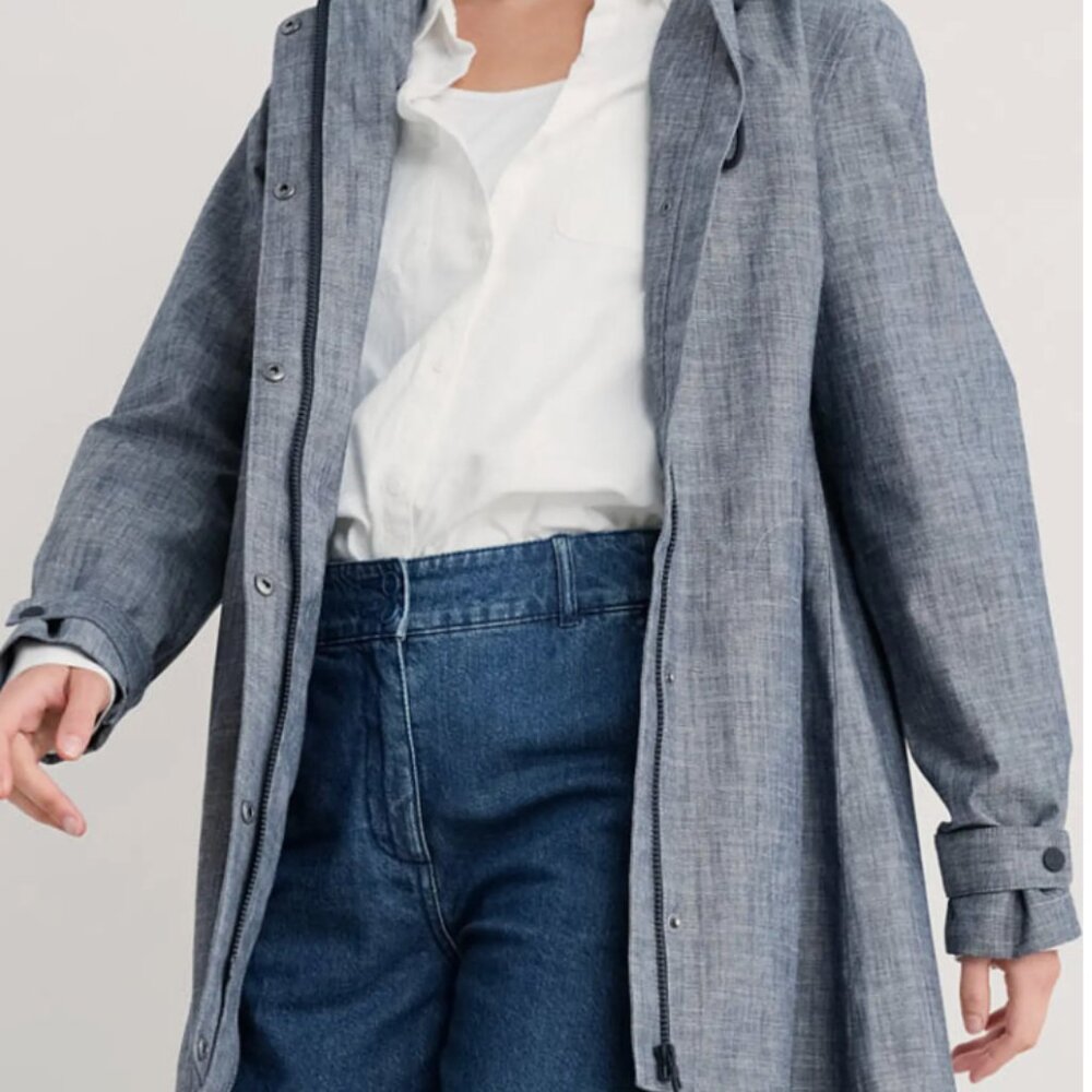 Seasalt Cornwall Cloudburst Mac Raincoat Tin Cloth Waterproof Jacket UK 16/US 12 - Picture 3 of 14